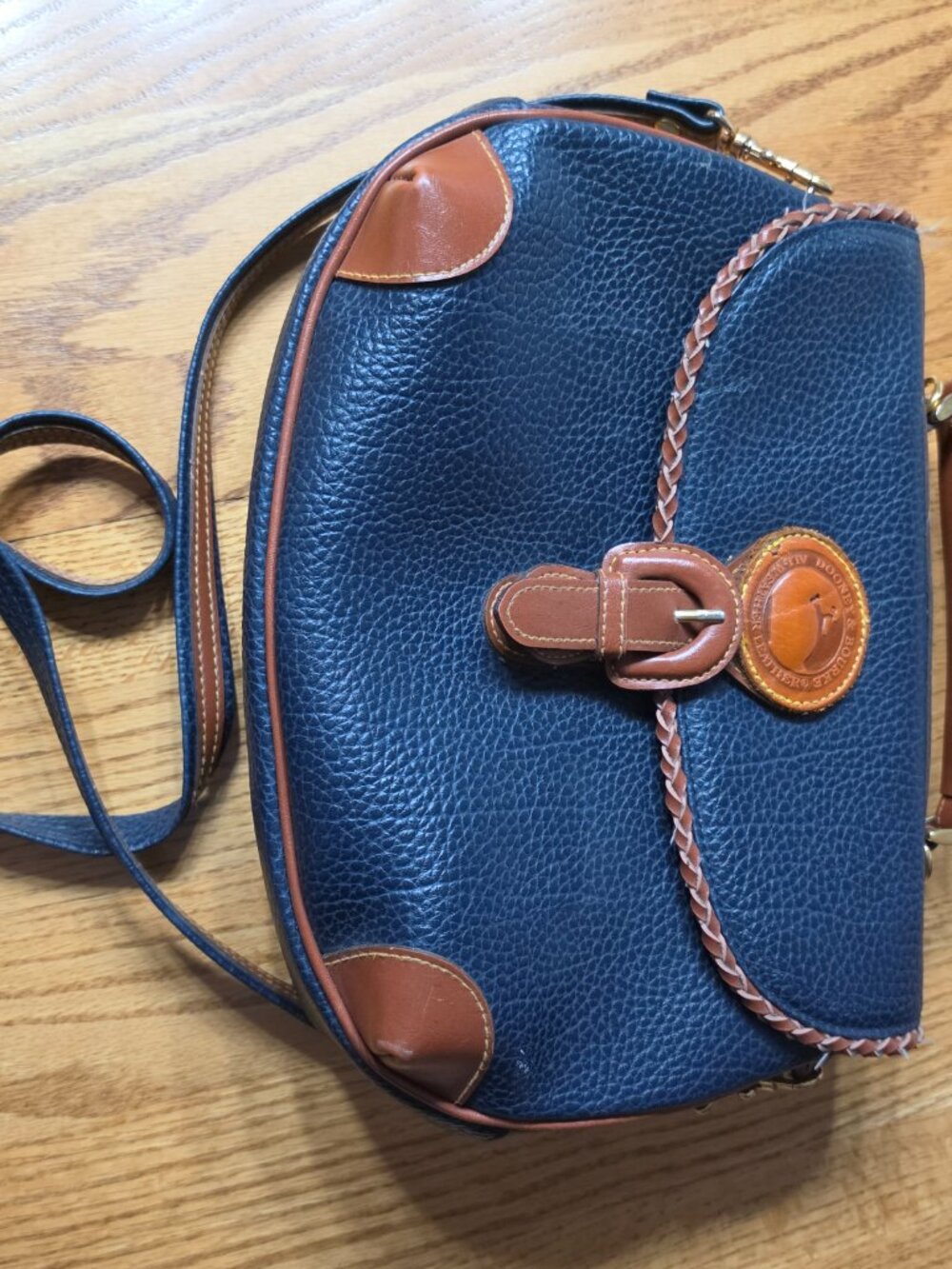 Vintage Dooney and Bourke shoulder bag All Weather Leather Blue Brown - Picture 7 of 12